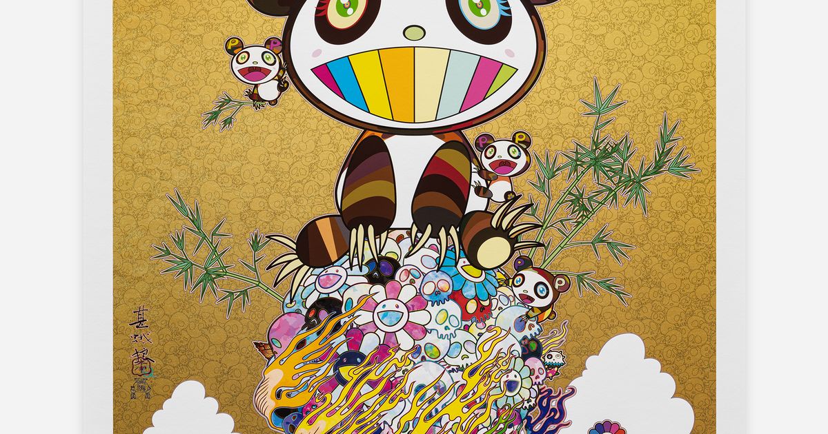 Mid-summer Pandas Golden Sky, 2021 by Takashi Murakami