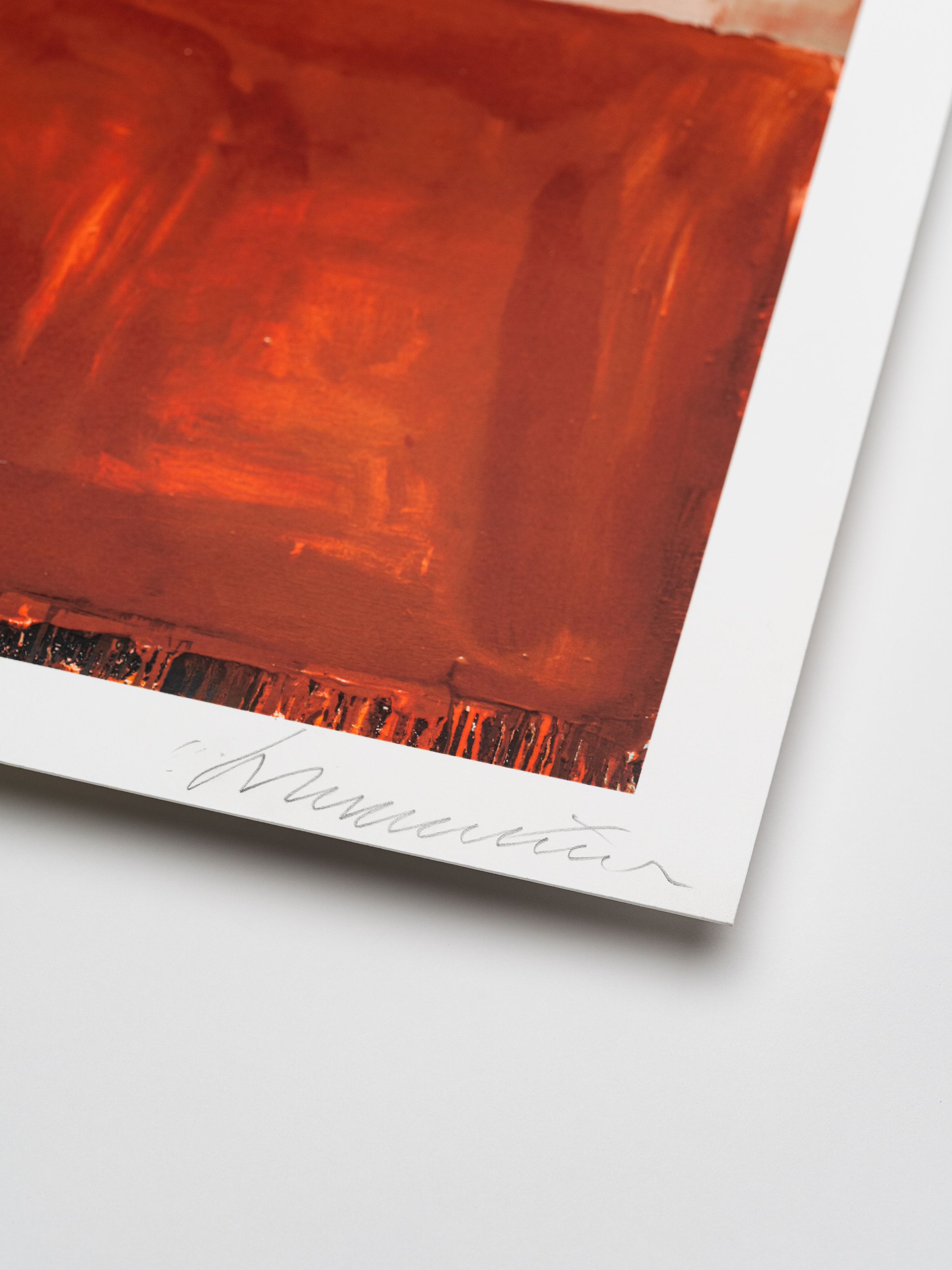 Signature detail of a silkscreen print by Harland Miller.