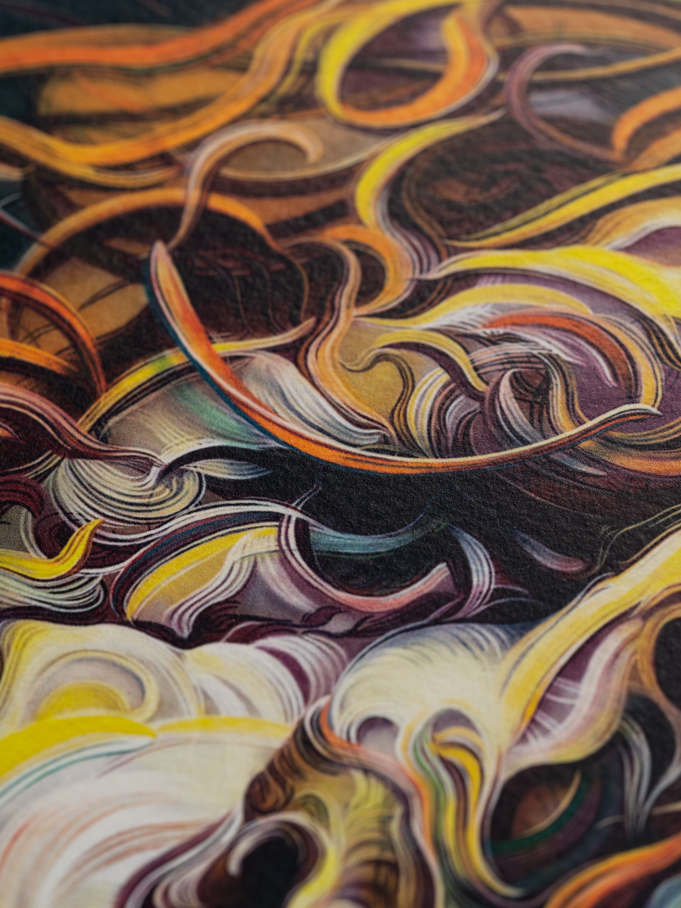 On-angle detail of an archival pigment print by Glenn Brown.