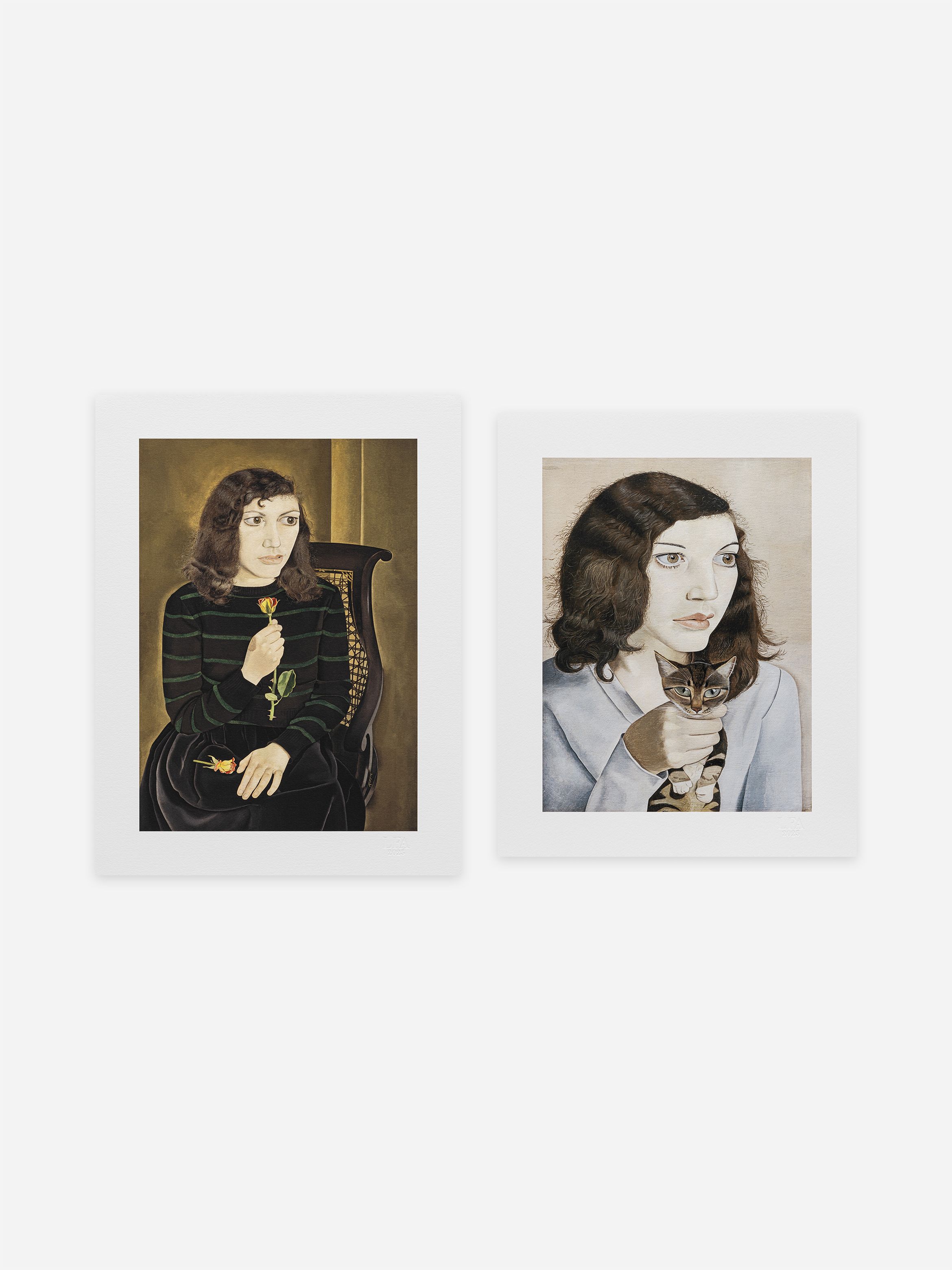 Girl with a Kitten, 1947 and Girl with Roses, 1947-48 by Lucian Freud