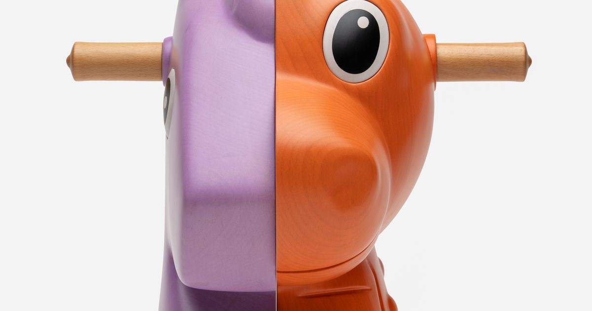 Split-Rocker (Wood) Pink/Orange by Jeff Koons