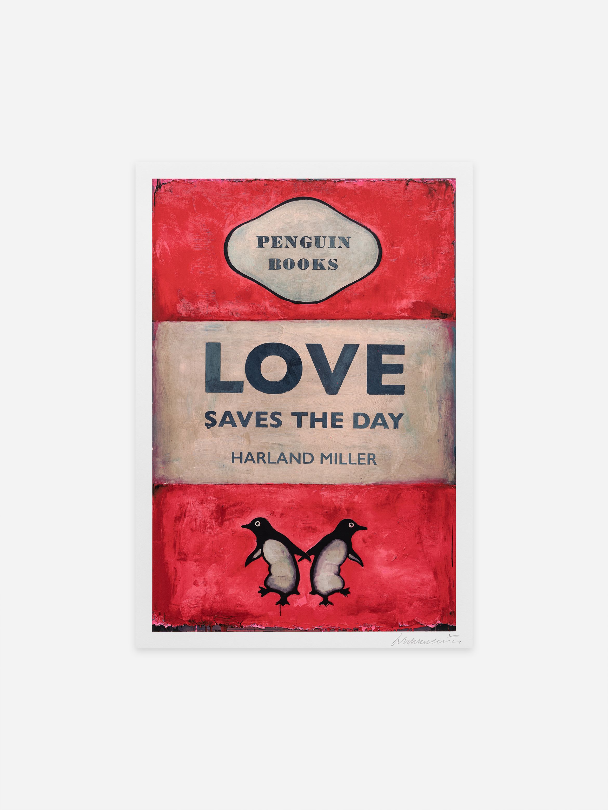 Hero of a silkscreen print by Harland Miller.