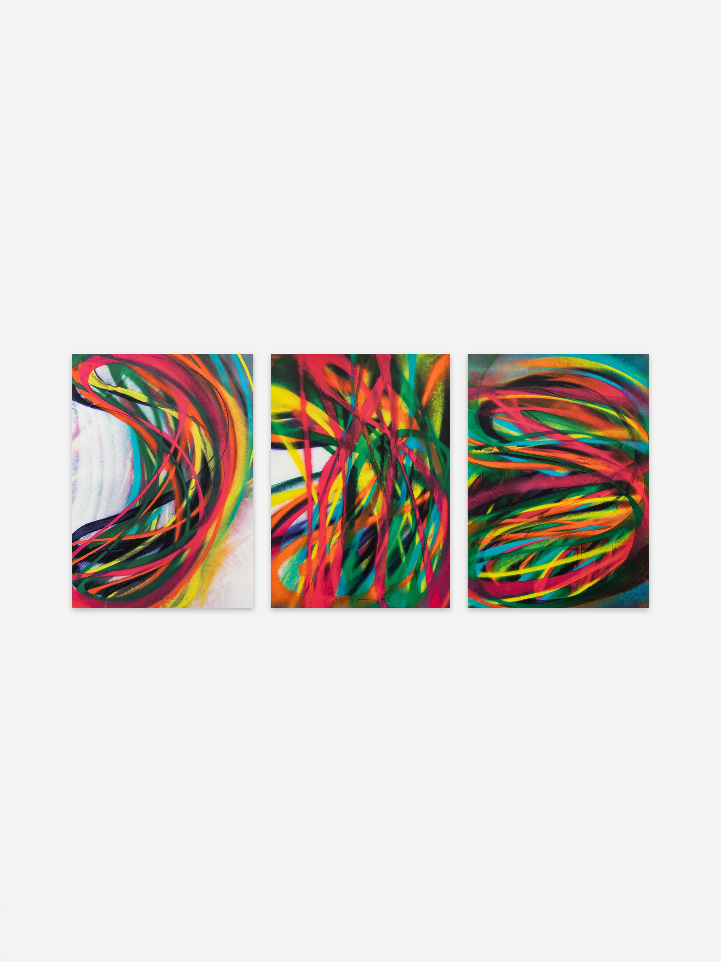 A triptych of prints by Katharina Grosse