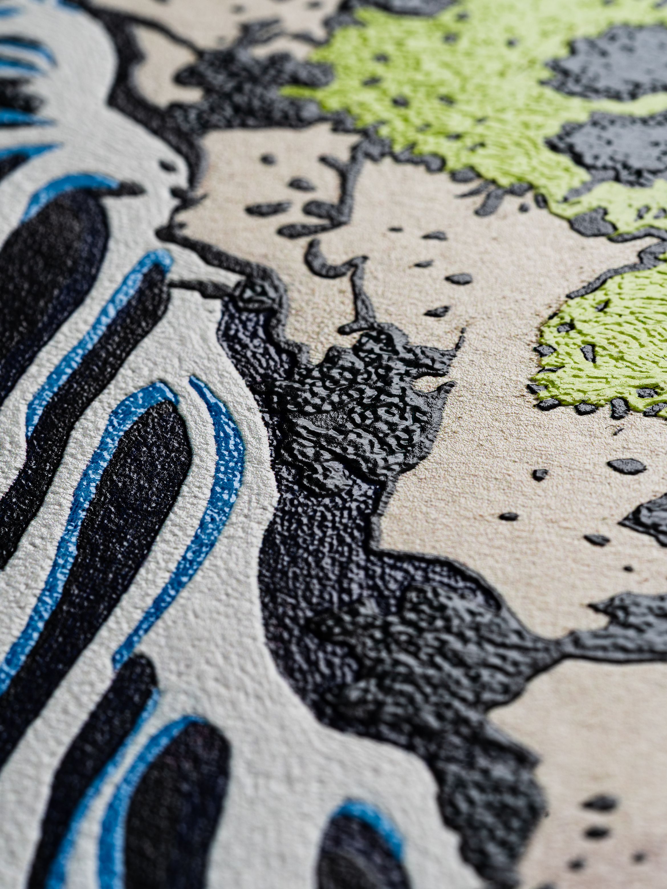 On-angle detail of an archival pigment print by Kukwon Woo.