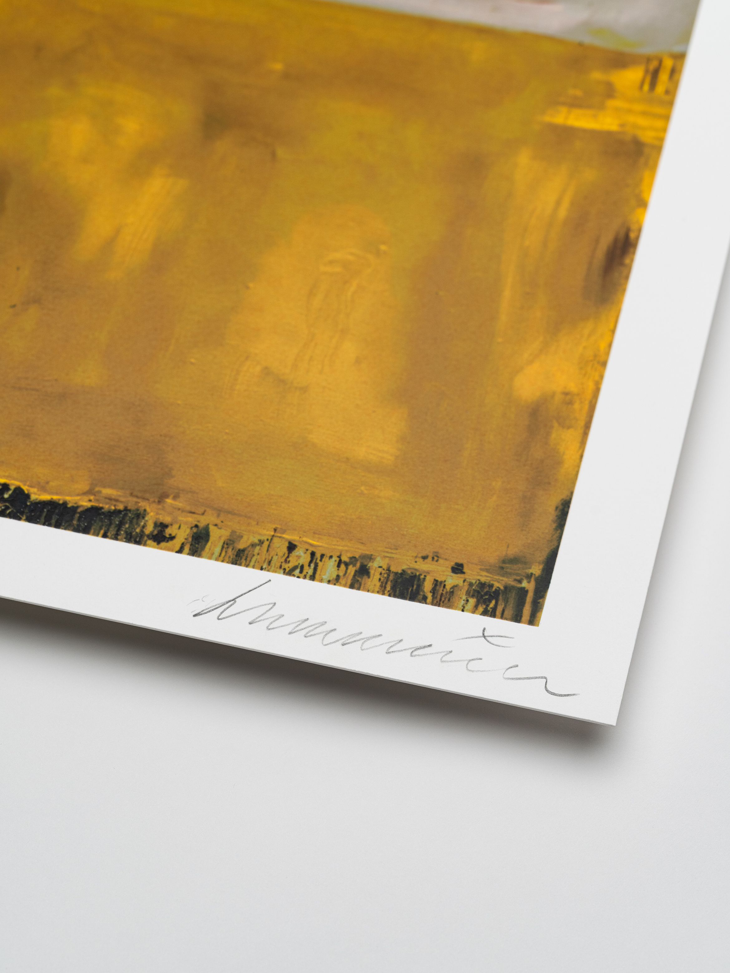 Signature detail of a silkscreen print by Harland Miller.