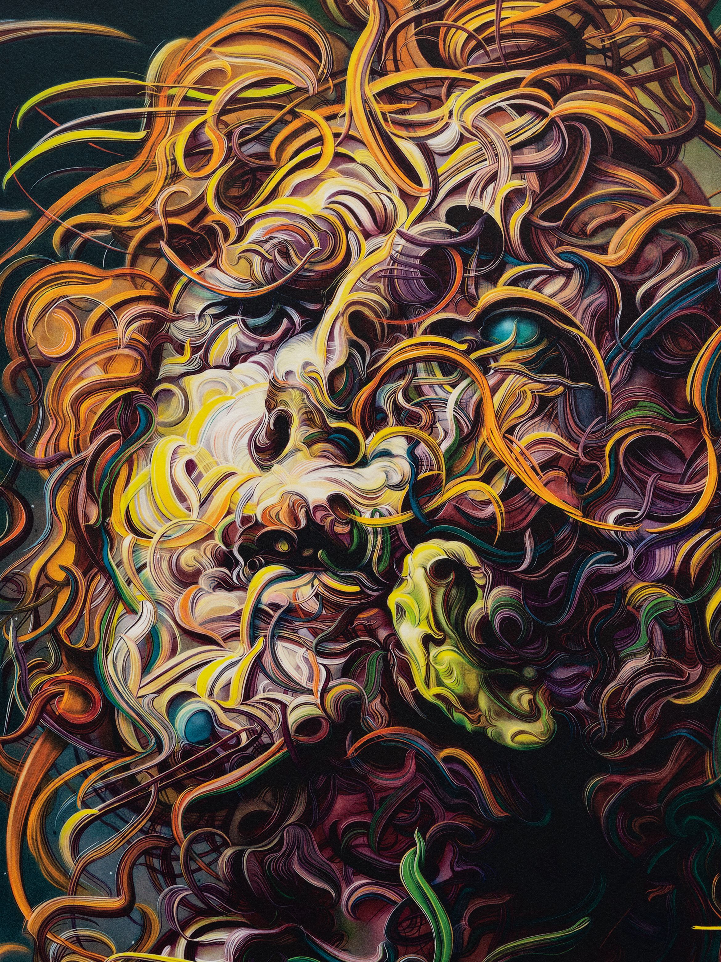 Straight-on detail of an archival pigment print by Glenn Brown.