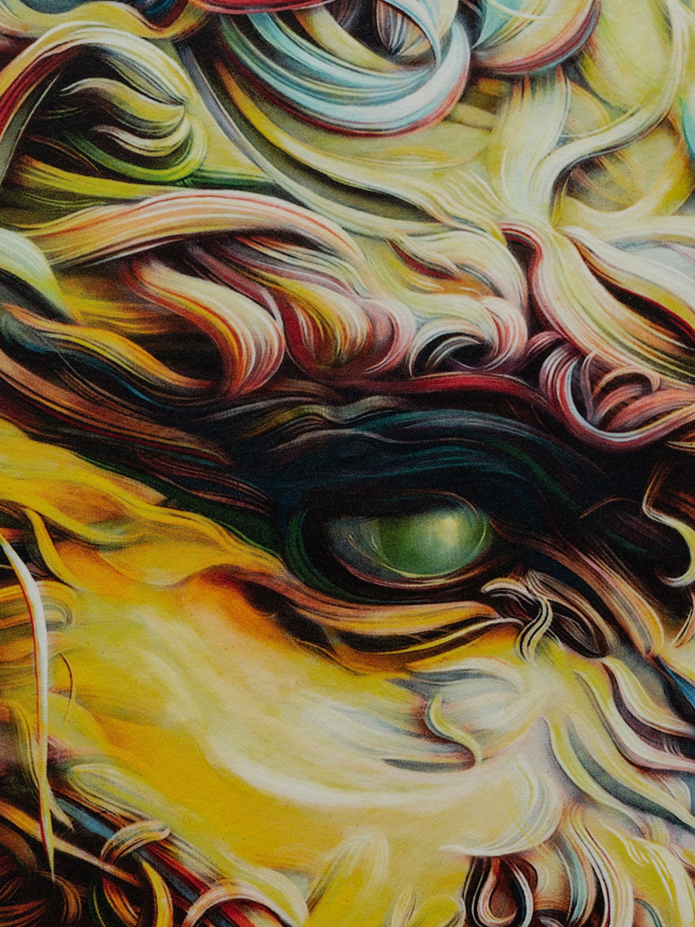 On-angle detail of an archival pigment print by Glenn Brown.