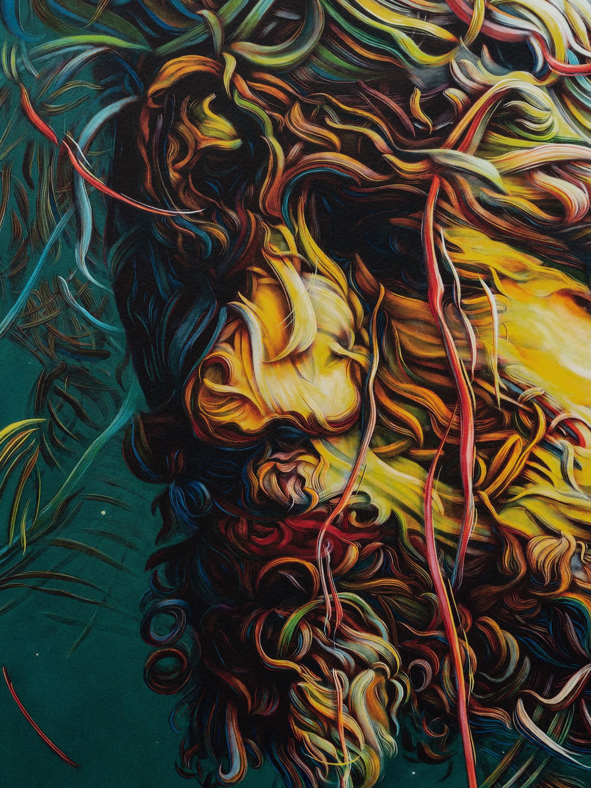 On-angle detail of an archival pigment print by Glenn Brown.