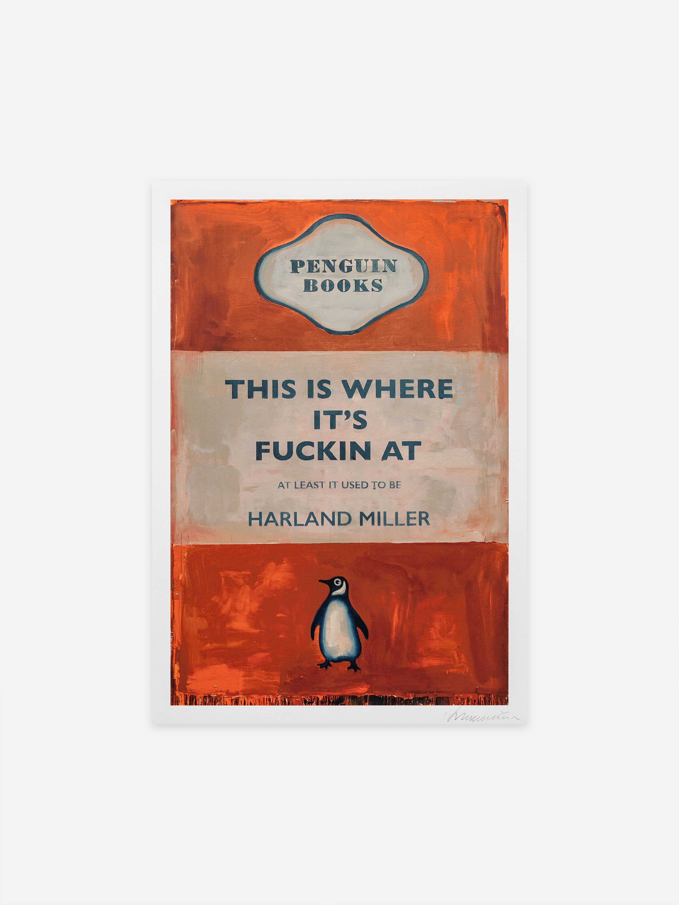 Hero of a silkscreen print by Harland Miller.