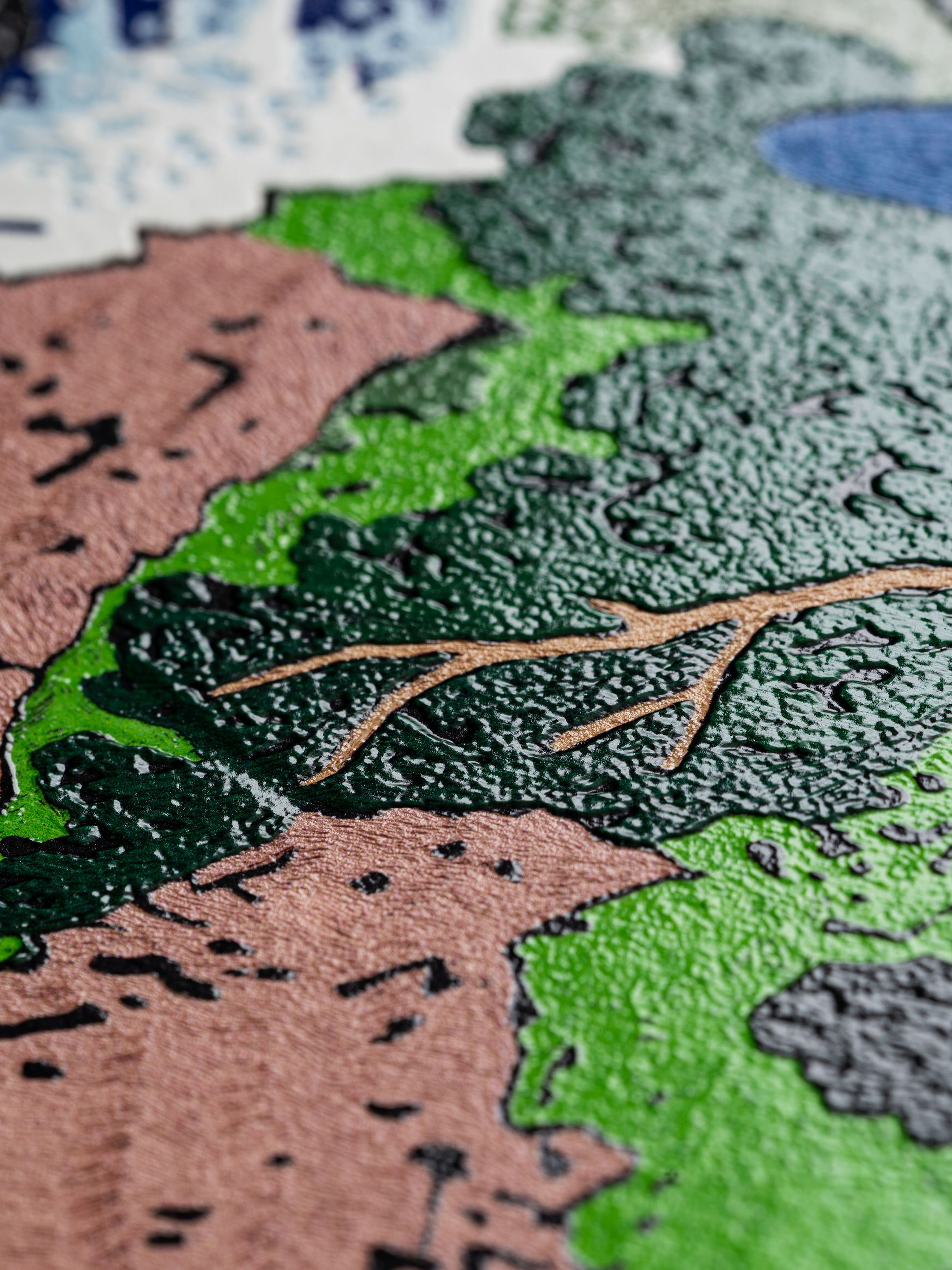 On-angle detail of an archival pigment print by Kukwon Woo.