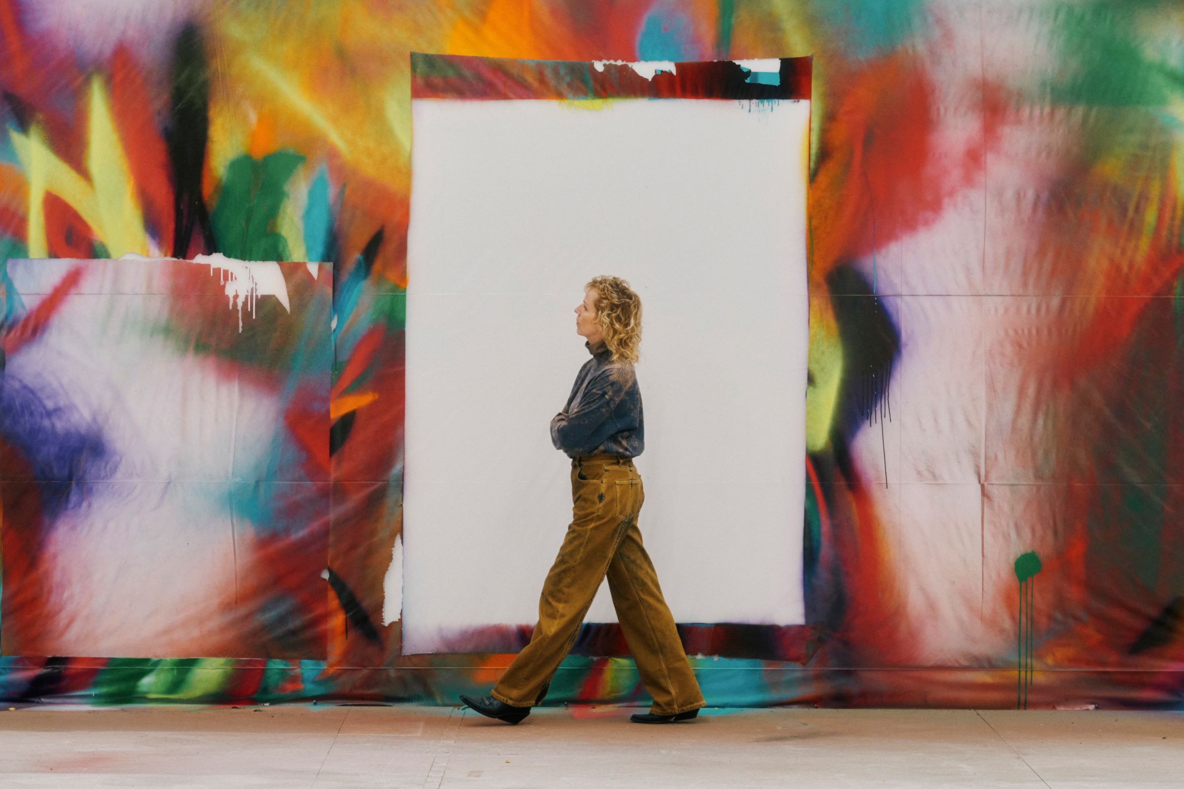 Katharina Grosse in her studio