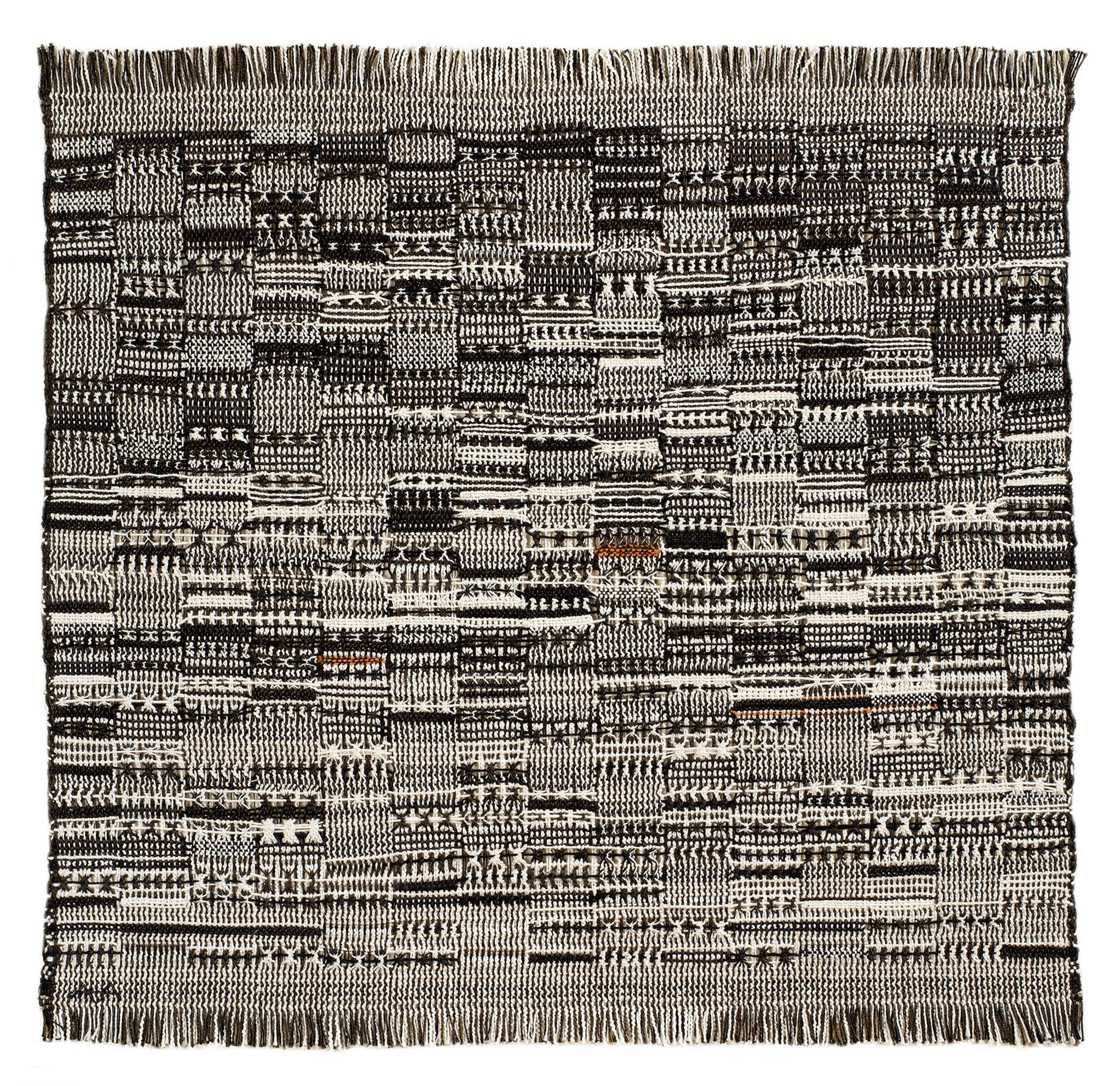 Weaving by Anni Albers, Open Letter (1958): intricate textile with geometric patterns and linear motifs, demonstrating rhythm, texture, and precision in woven design.