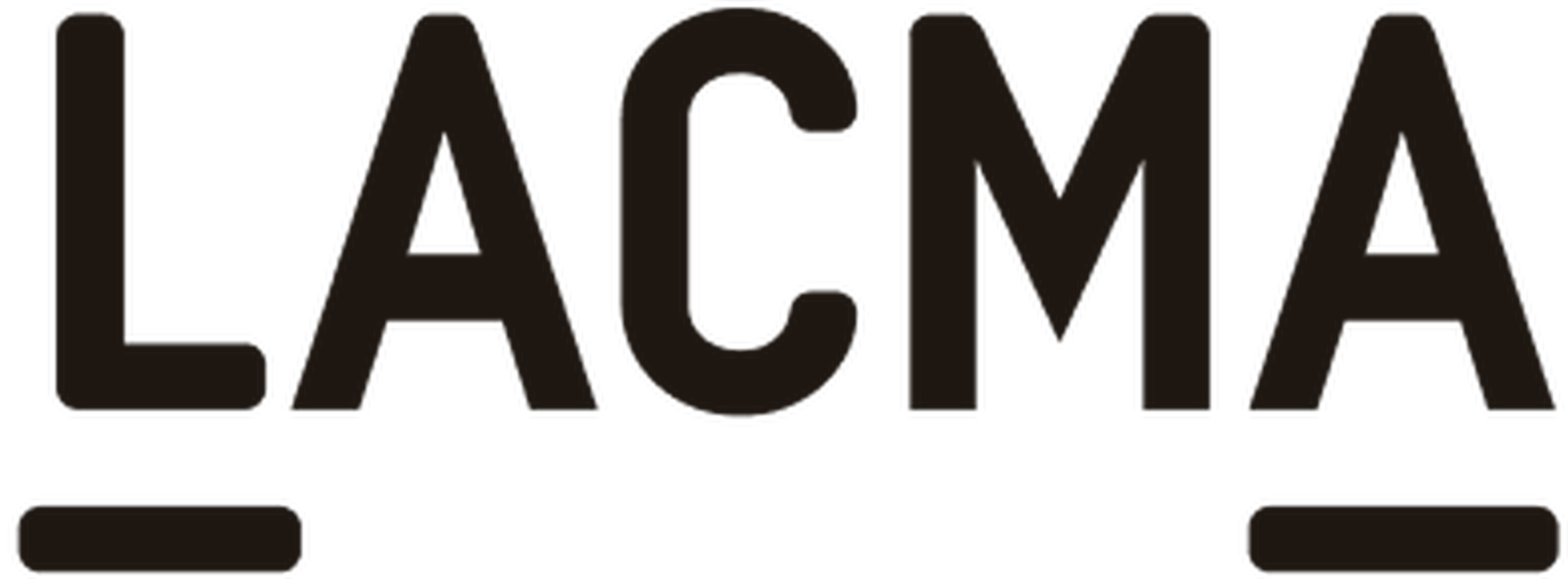 Bold black text reading "LACMA" with two horizontal lines underneath on each side.
