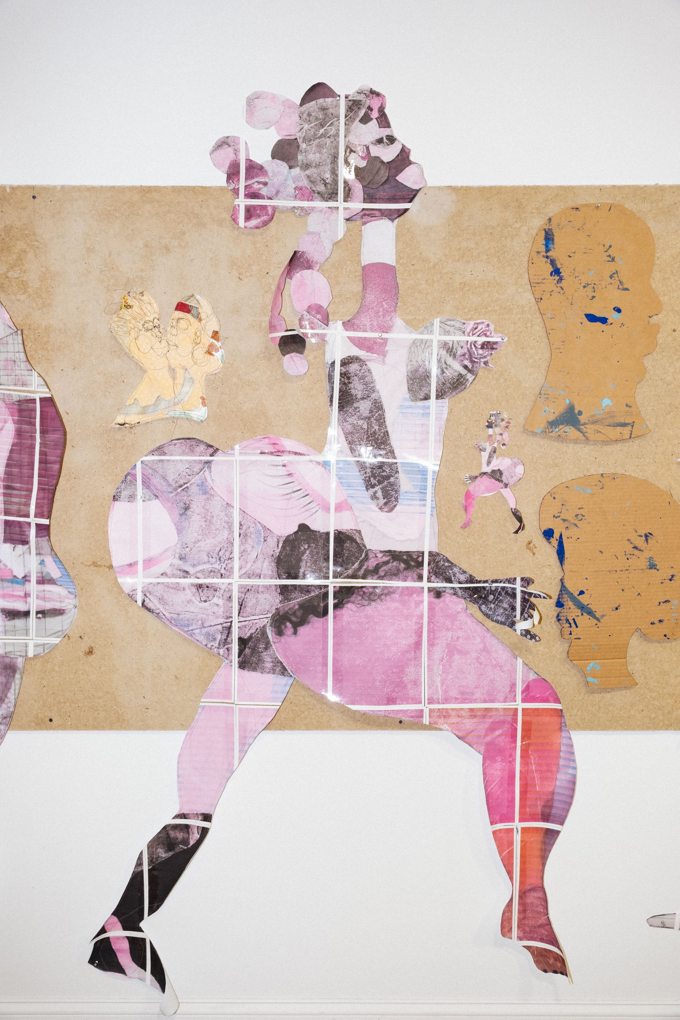 In the studio of Tschabalala Self, a work in progress of a woman constructed from fabric