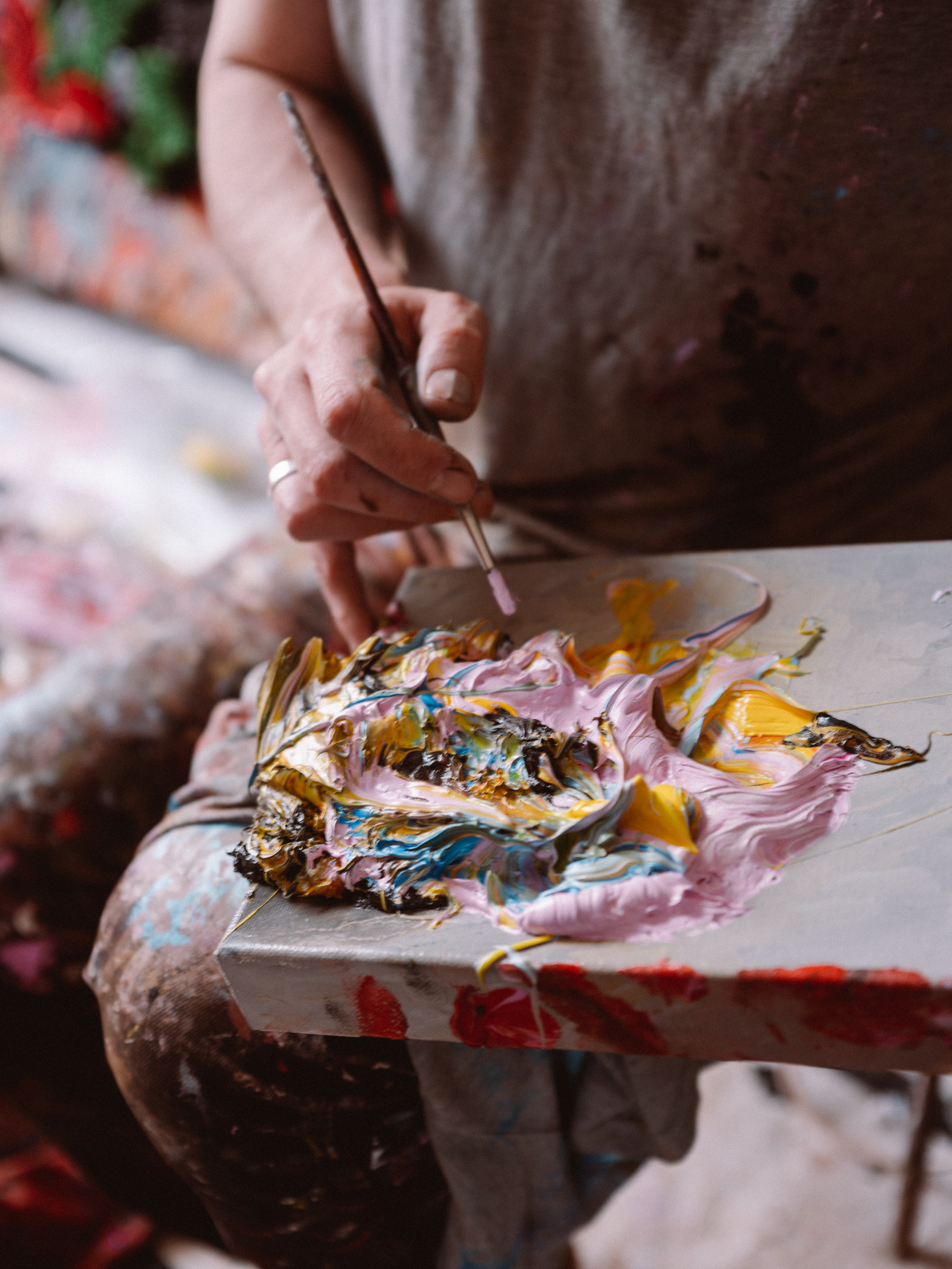 Self Portrait with Yellow Lake and Magenta by Antony Micallef