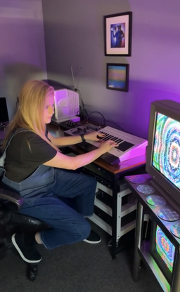 Sarah Zucker working in her studio Sarah Zucker working in her studio