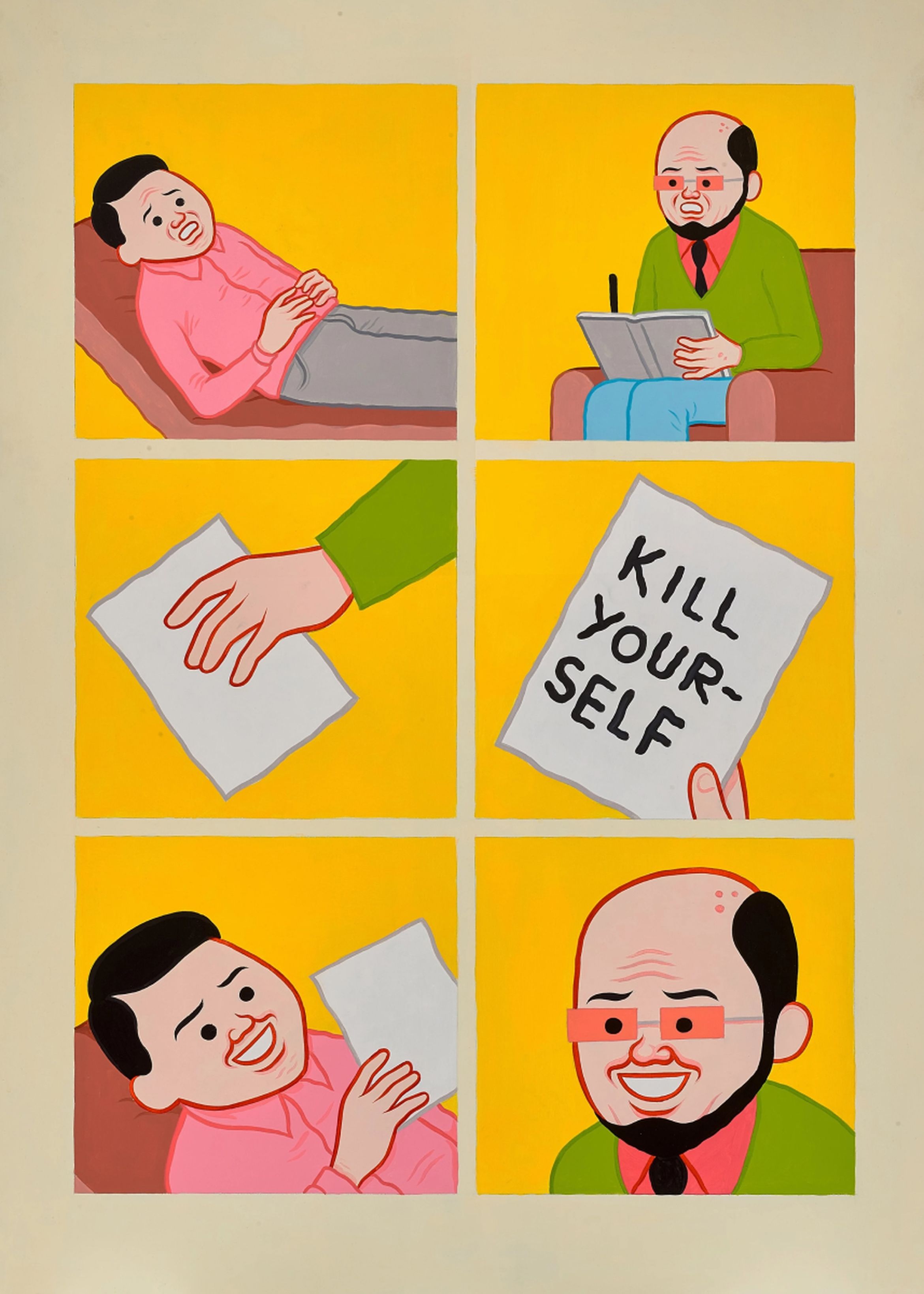 A satirical comic strip by Joan Cornellà, KY