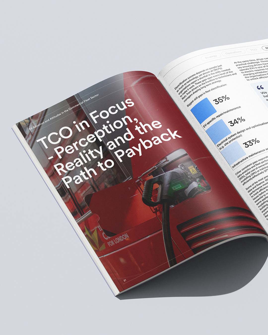 Open magazine showing article titled "TCO in Focus: Perception, Reality, and the Path to Payback" with a red and white theme and graphics.
