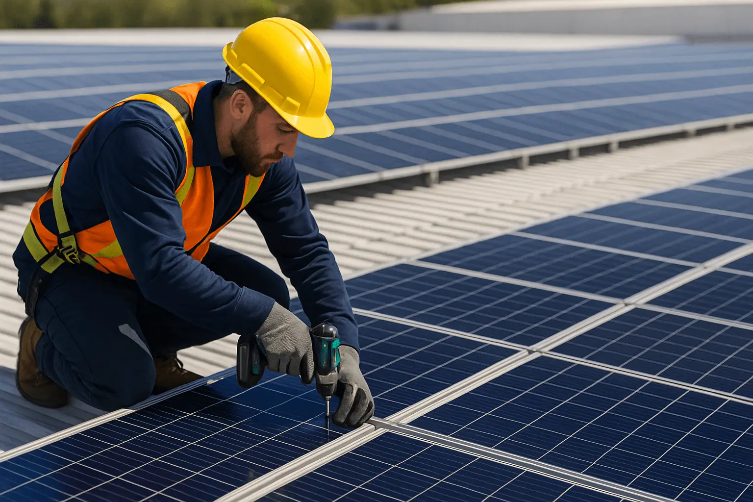 Commercial solar panel installation