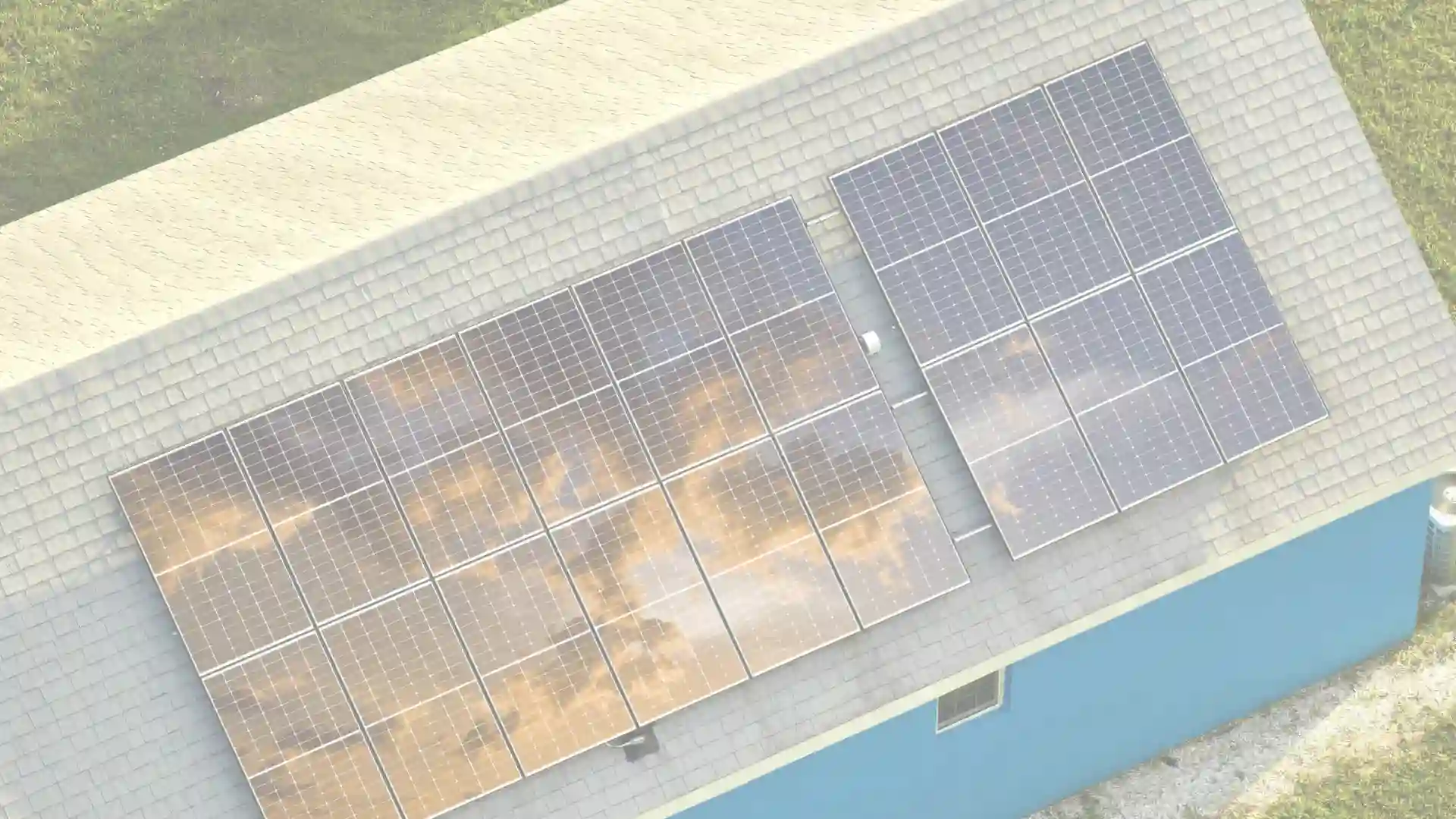 solar panels on a roof faded