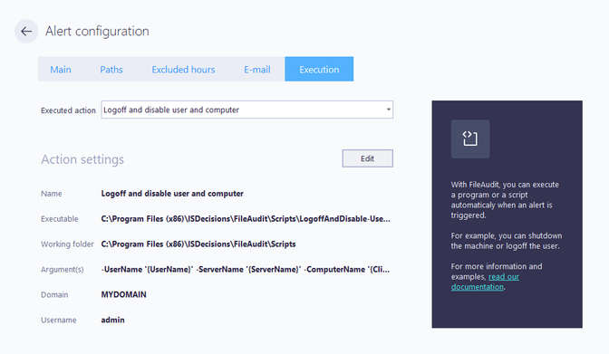 Alert configuration Execution Script