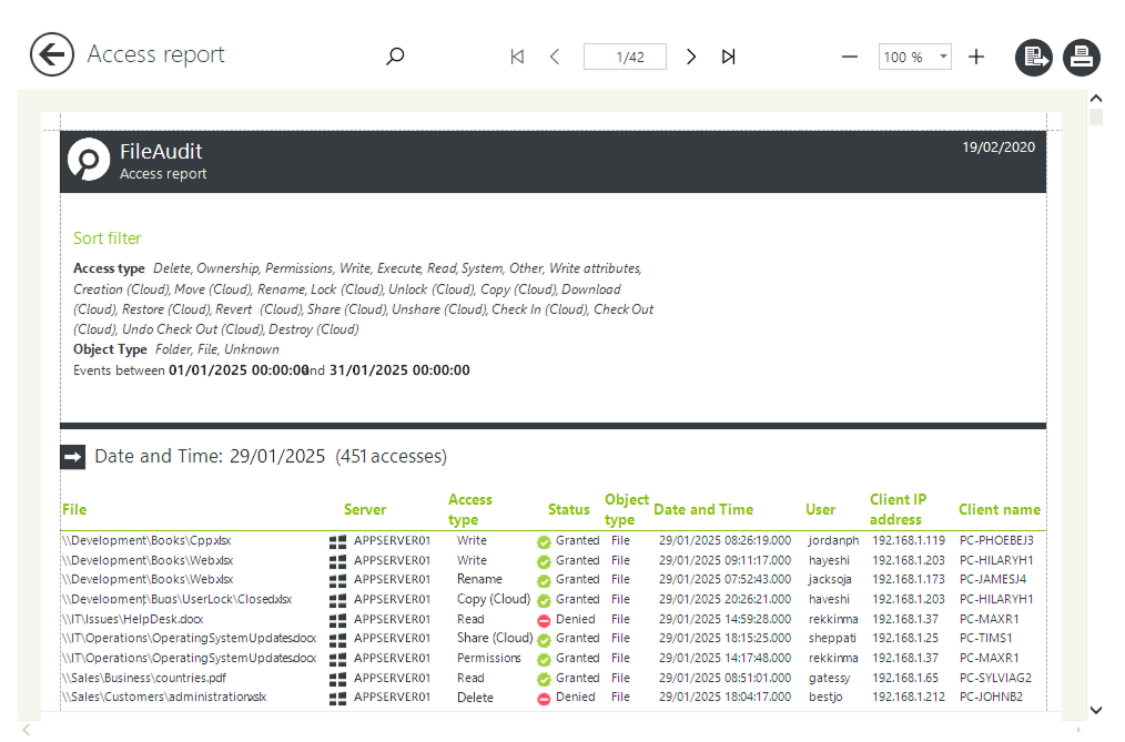 Access report
