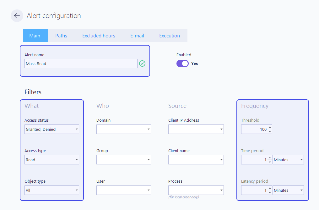 Mass alert configuration