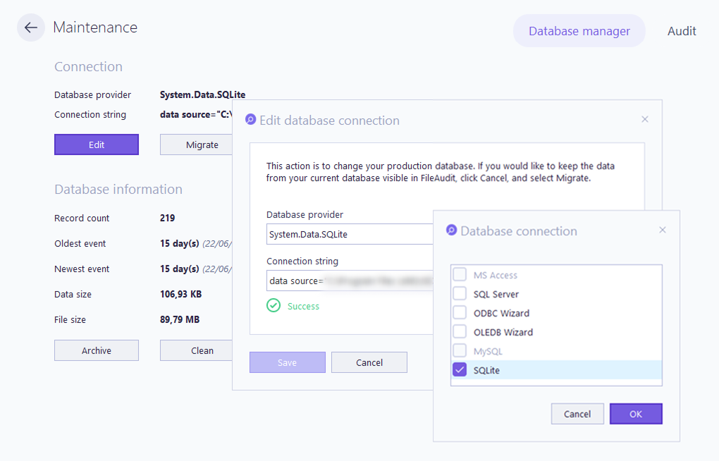 Edit database