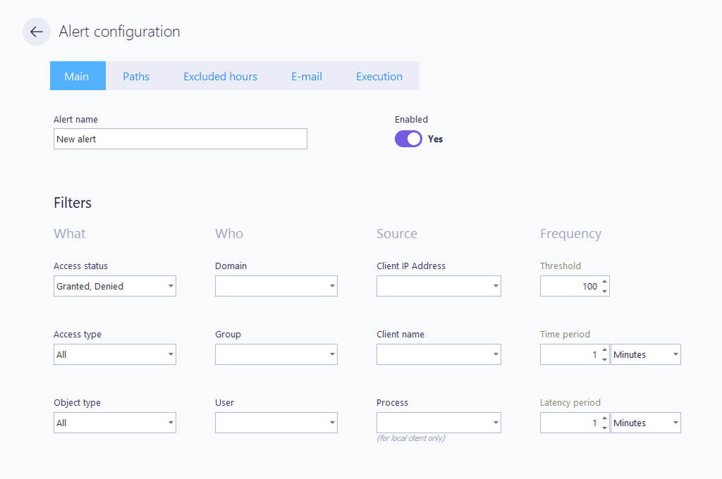 Alert configuration mass access
