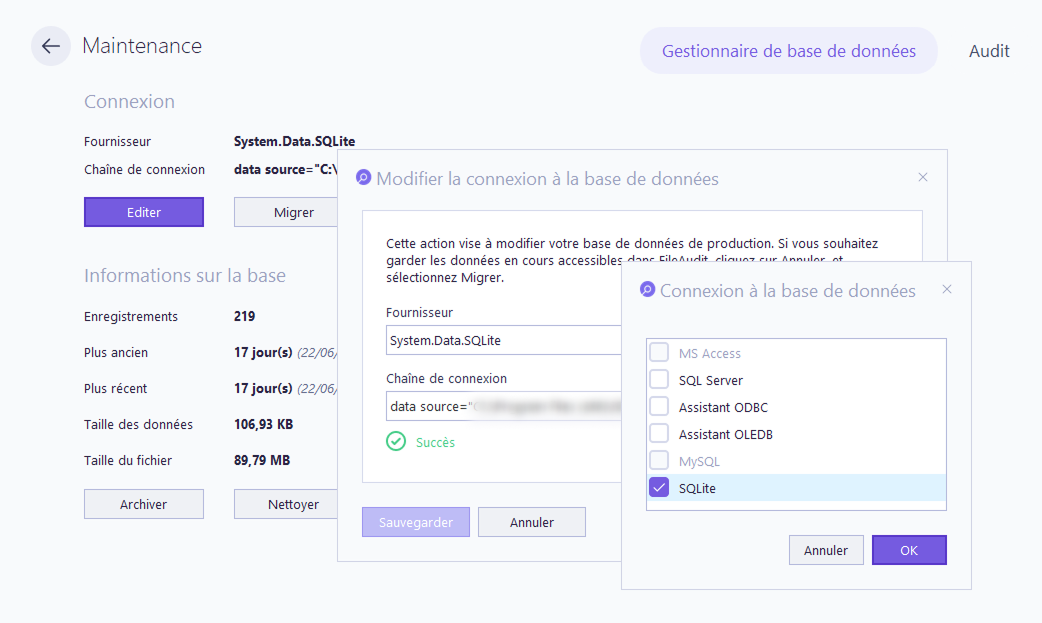 Editer la base de données
