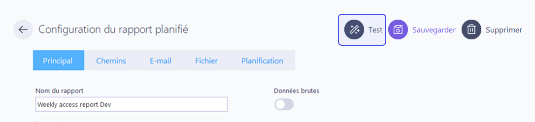 Test d'un rapport planifié