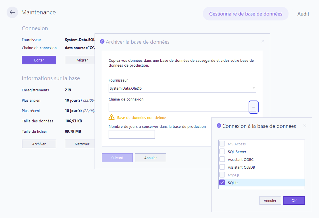 Archiver la base de données