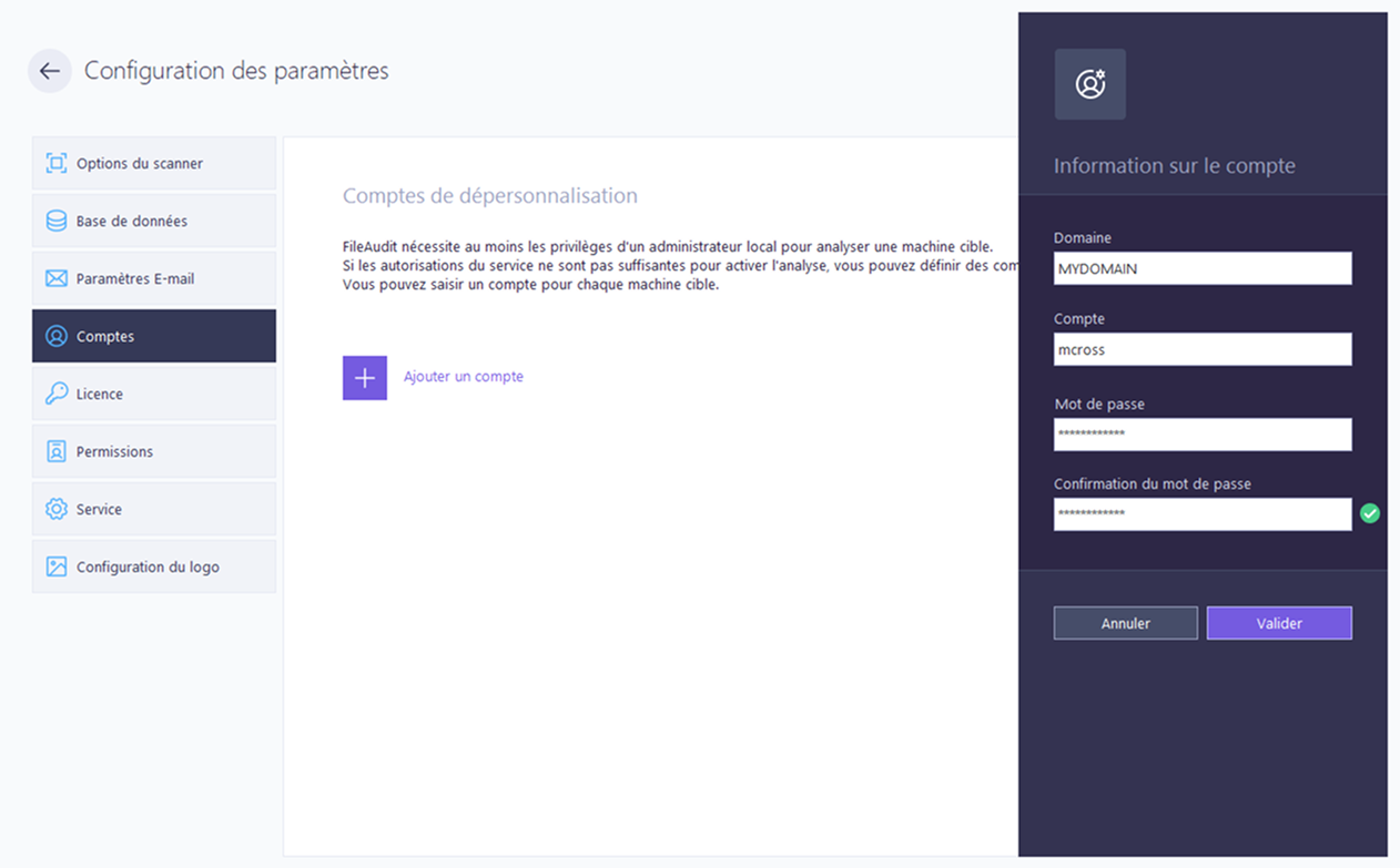 Comptes de dépersonnalisation