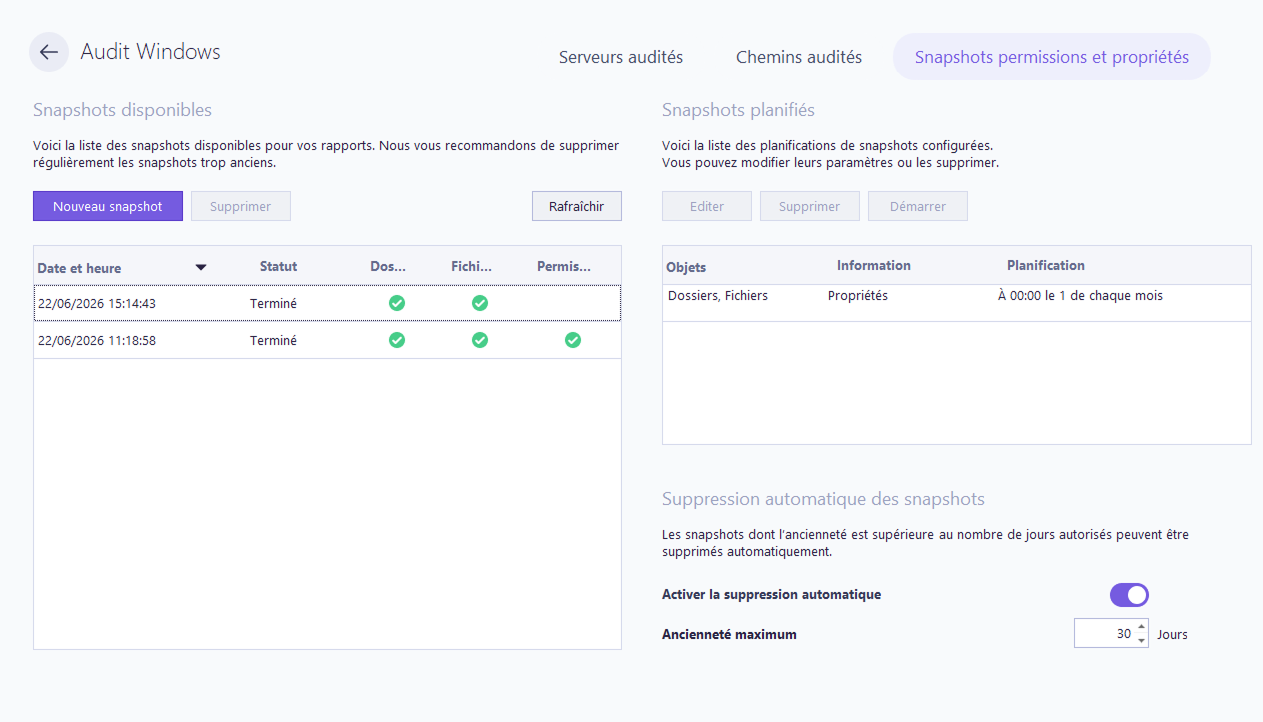 Audit Windows snapshots
