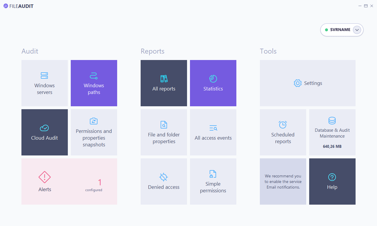 FileAudit dashboard