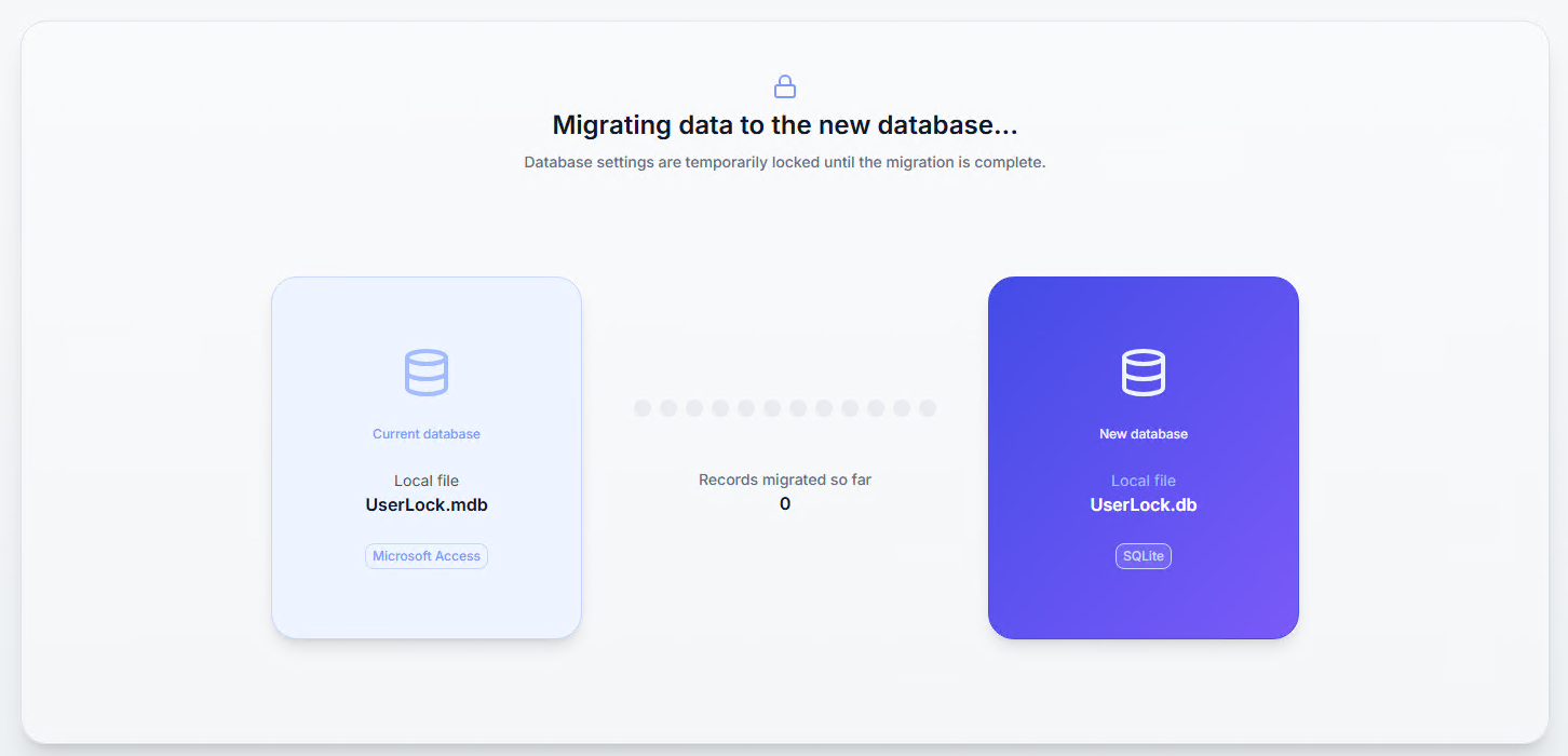 Server setting - Database - Migrating from MsAccess to Sqlite database