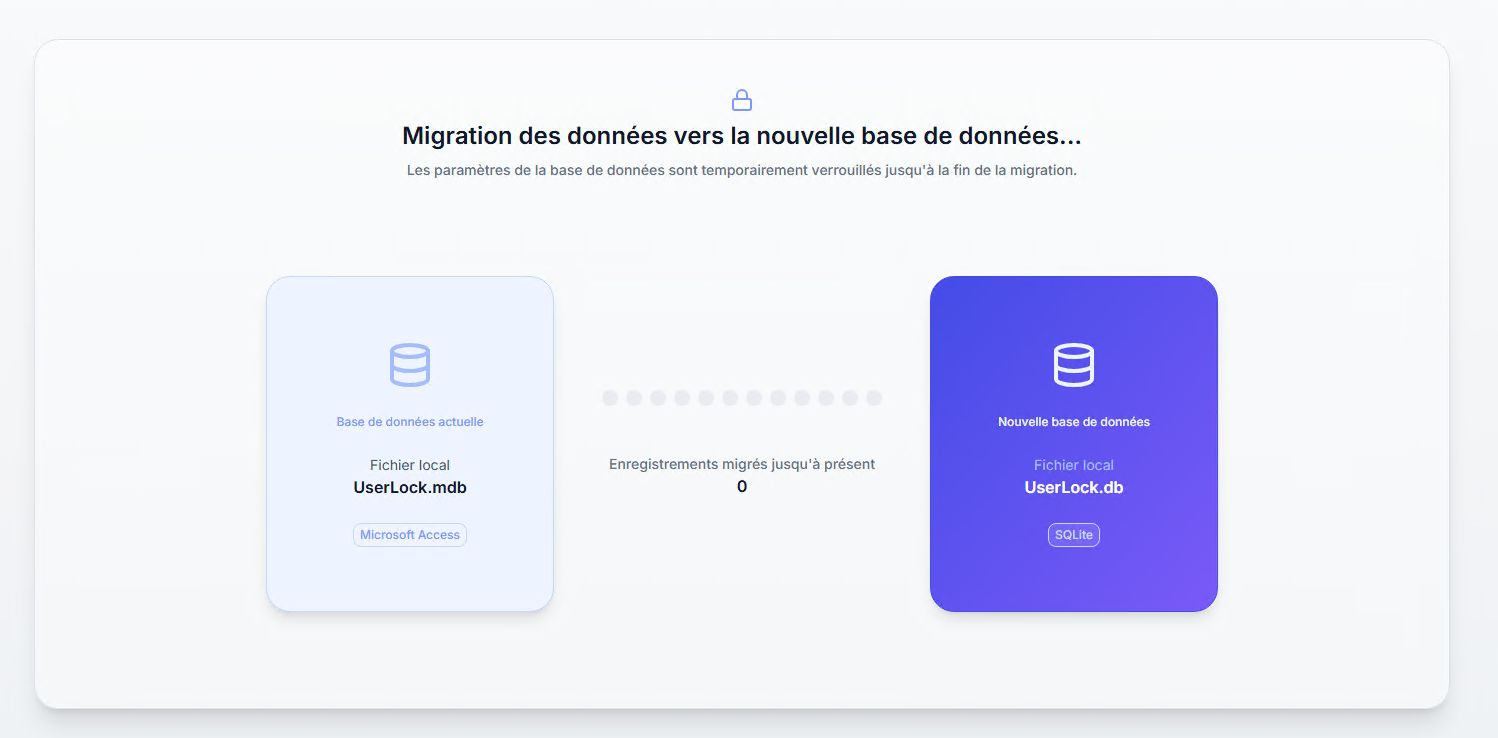 Propriété serveur - Base de données - Migration en cours entre Microsoft Access et SQLite
