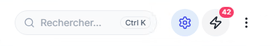 Barre de navigation principale avec le champ de recherche et son raccourci clavier Ctrl+K