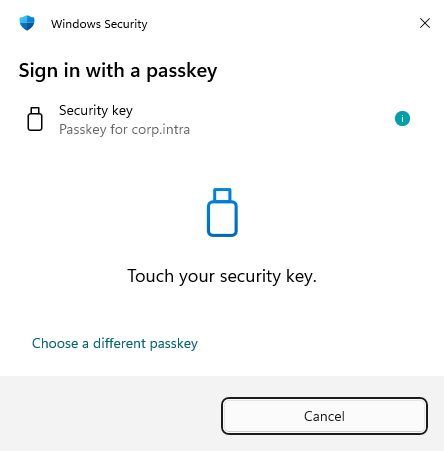 Touch your security key to approve FIDO2 MFA sign-in