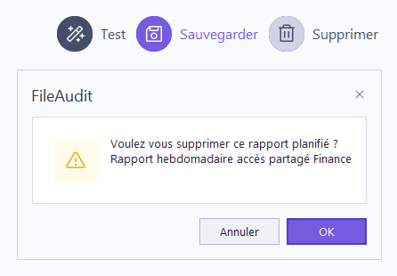 Supprimer un rapport planifié