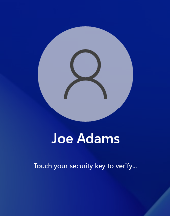 UserLock FIDO2 security key prompt