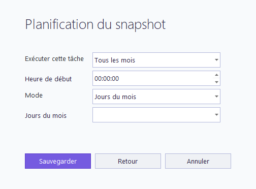 Planification du snapshot