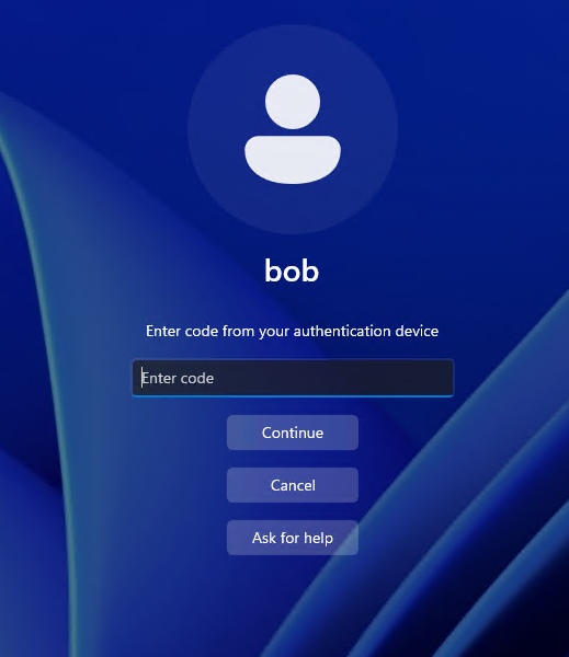 Credential provider where the user can input a TOTP code