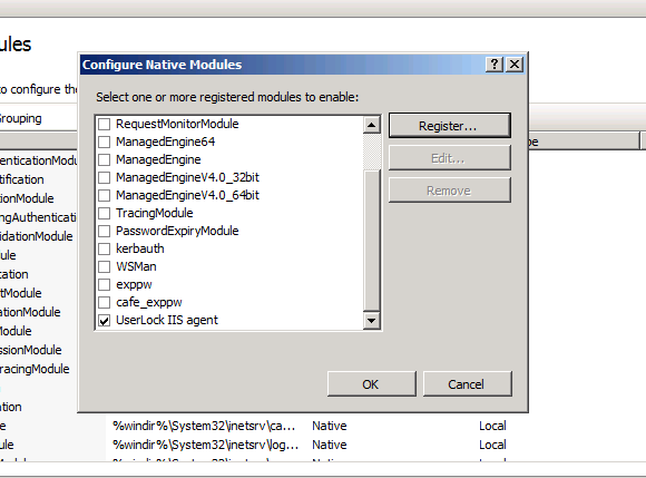 Configure native modules selected applications