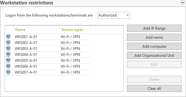 Workstation restrictions