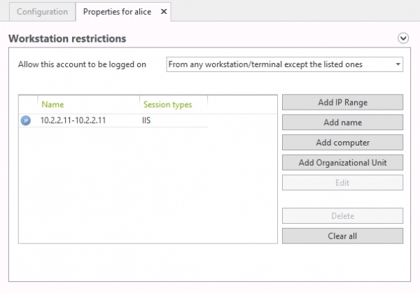 Restrict logon IP address IIS session UserLock