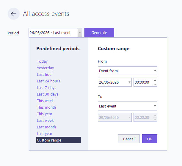 Reports period filters