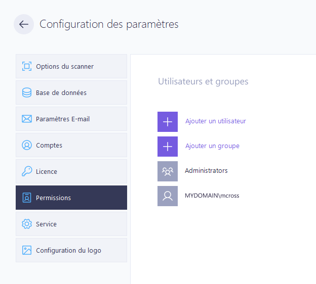 Configuration des permissions utilisateurs et groupes