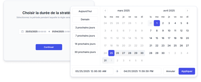 Appliquer restrictions accès temporaire