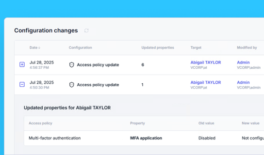 Admin configuration change reports